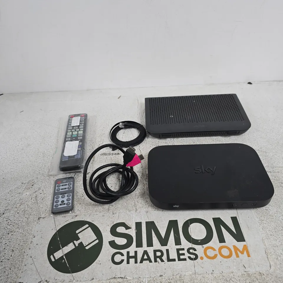 APPROXIMATELY 10 ASSORTED ITEMS INCLUDING A SKY WIFI ROUTER, A TALK-TALK WI-FI HUB AND A HDMI CABLE