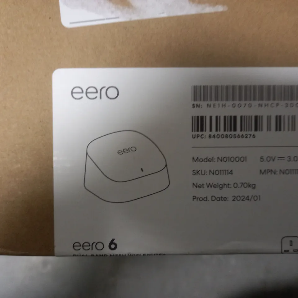 BOXED AND SEALED EERO 6 DUAL-BAND MESH WIFI ROUTER N010001