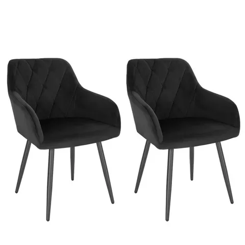 BOXED SET OF 2 ALVION VELVET UPHOLSTERED DINING CHAIRS - BLACK (1 BOX)