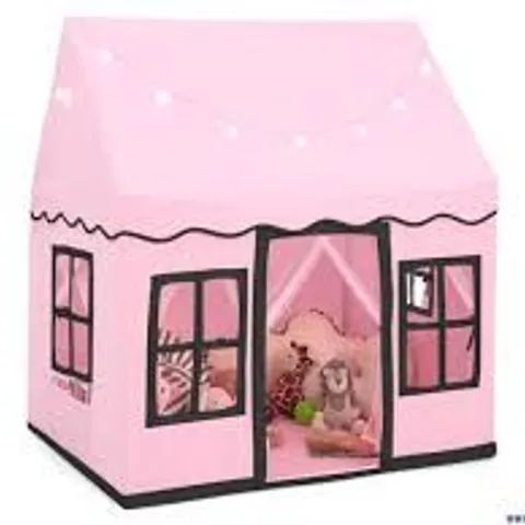 BOXED COSTWAY KIDS PLAY CASTLE TENT LARGE PLAYHOUSE TOYS GIFTS WITH STAR LIGHTS WASHABLE MAT PINK