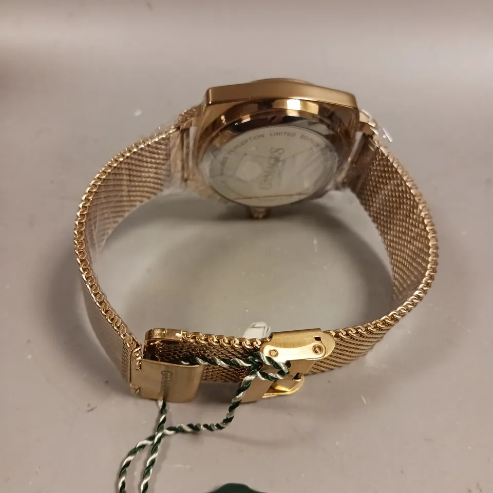 GAMAGES PERCEPTION ROSE RED DIAL WATCH 
