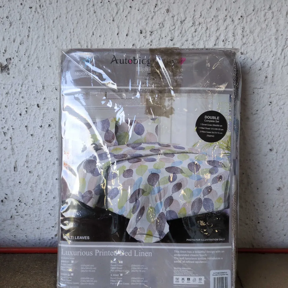 LUXURIOUS PRINTED LINEN DUVET COVER SET – DOUBLE