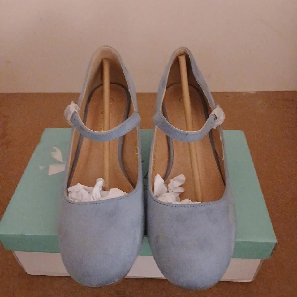 AJVANI COLLECTION PALE BLUE SUEDE MARY JANE PUMPS – UK 5 (EU 38)