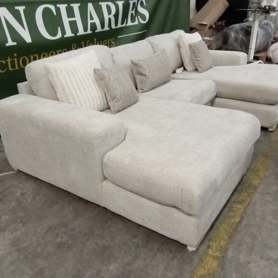 BROADGATE U-SHAPE MODULAR SOFA WITH FOOTSTOOL - STONE RRP £2979