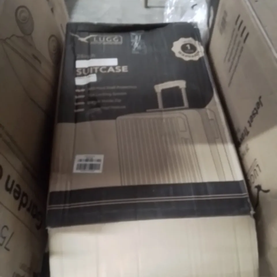 BOXED LUGG TRAVEL SUITCASE CREAM WITH BROWN 