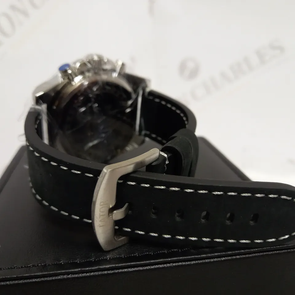 LATOR CALIBRE BLUE & YELLOW DIAL LEATHER STRAP WATCH RRP £635