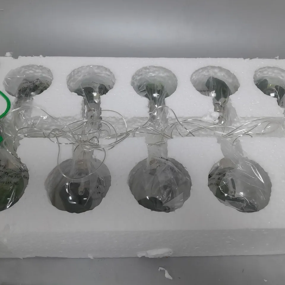 SARA DAVIES 10 X PRE-LIT GLASS FOLIAGE BAUBLES LIGHT STRAND