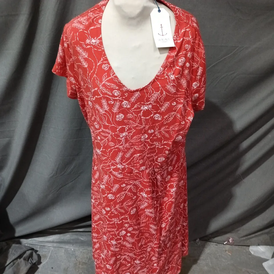 SEASALT CORNWALL PIER VIEW DRESS – STITCHED MEADOW TOMATO, UK 20