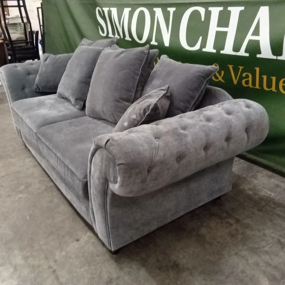 WINDSOR 3 SEATER FABRIC SCATTER BACK SOFA - GREY RRP £949