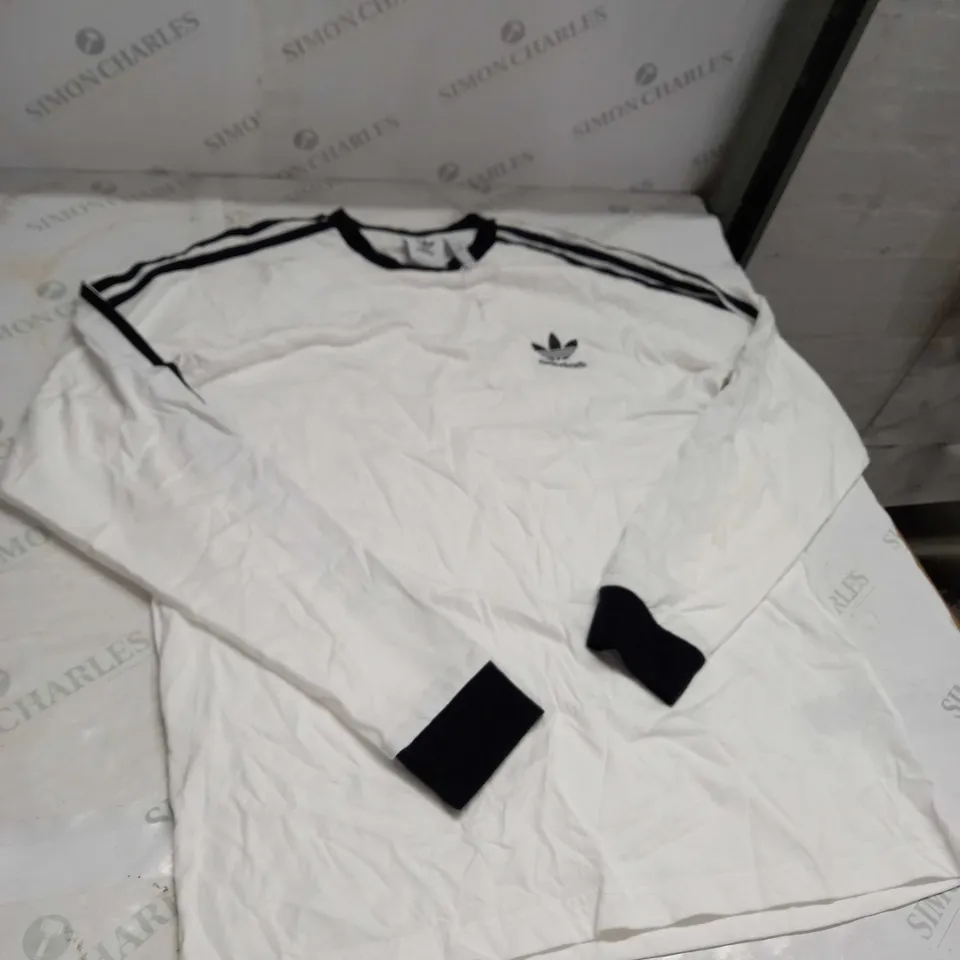 WHITE ADIDAS LONG SLEEVE SHIRT SIZE L 