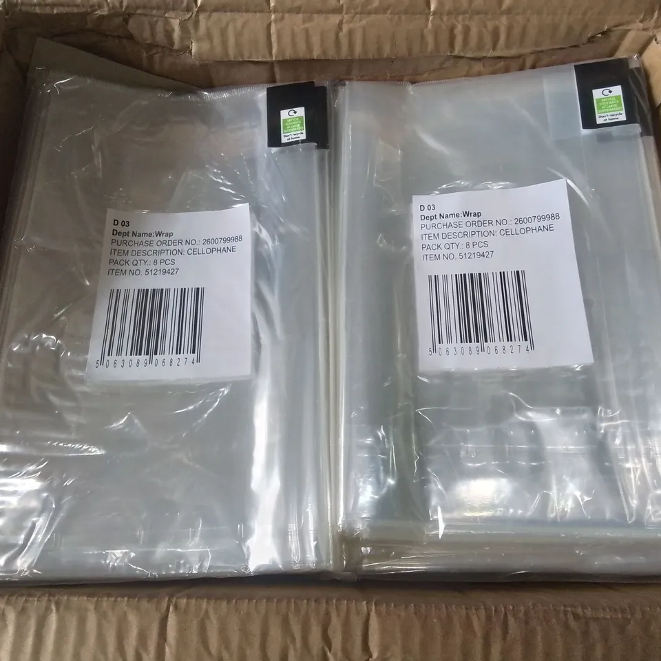 LOT OF BRAND NEW CLEAR CELLOPHANE - 240 PACKS PER BOX 