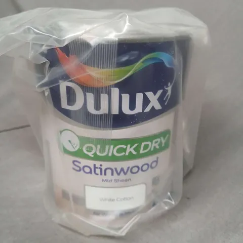 DULUX QUICK DRY SATINWOOD WHITE COTTON 1L / COLLECTION ONLY 