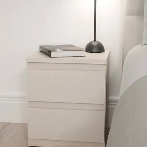 BOXED LISSON 2 DRAWER BEDSIDE - OATMEAL