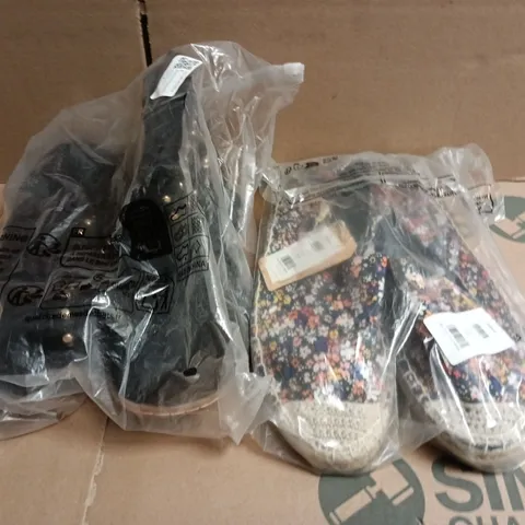 BOX OF APPROXIMATELY 15 ASSORTED PAIRS OF SHOES AND FOOTWEAR ITEMS IN VARIOUS COLOURS, STYLES, AND SIZES - COLLECTION ONLY