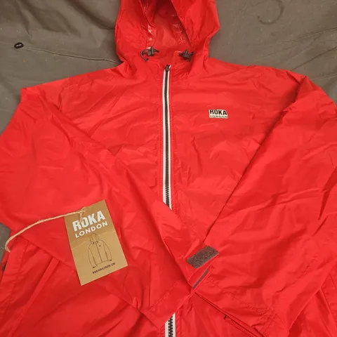 ROKA LONDON RECYCLED NYLON RIPSTOP JACKET – RED (POPPY), MEDIUM