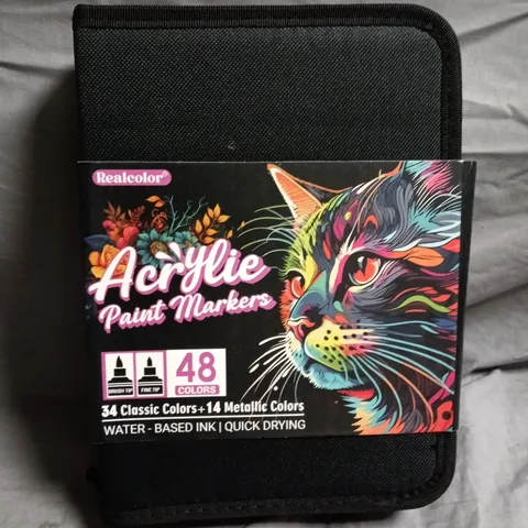 REALCOLOR ACRYLIC PAINT MARKERS – 48 COLOURS SET IN BLACK ZIP CASE