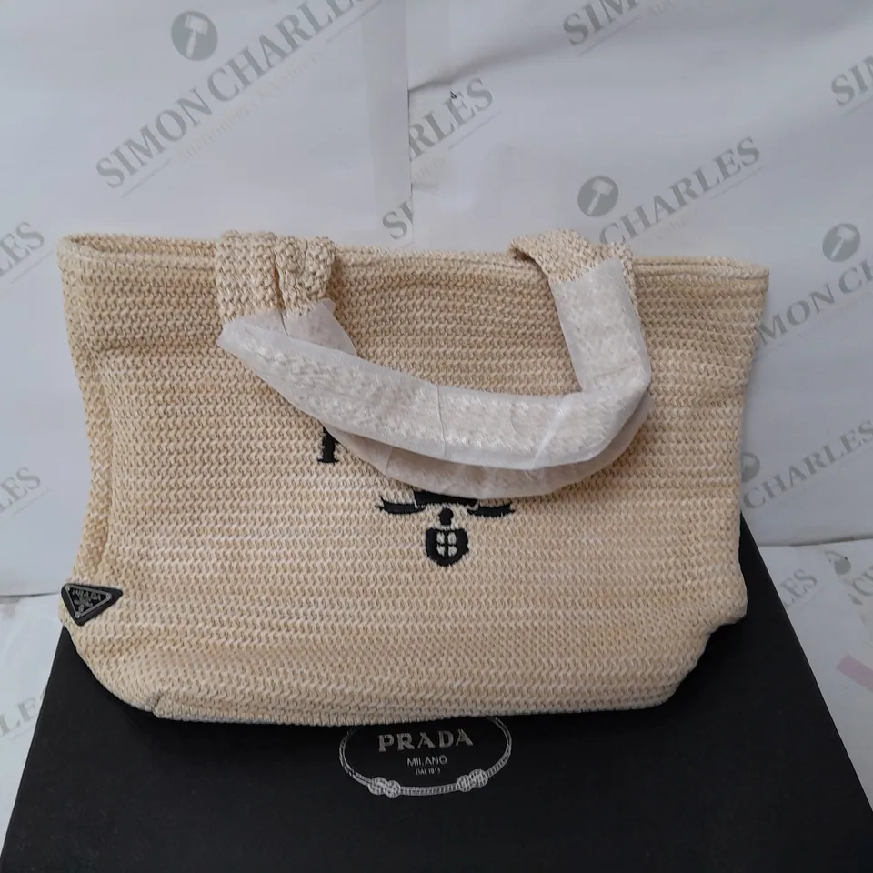 PRADA TOTE BAG IN BEIGE WEAVE 