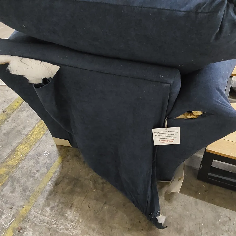 DESIGNER ROYAL BLUE FABRIC UPHOLSTERED ARMCHAIR 