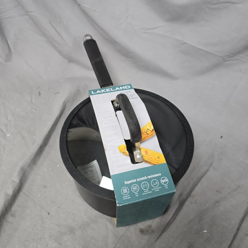 LAKELAND FUSION 20CM NON-STICK LIDDED SAUCEPAN IN BLACK