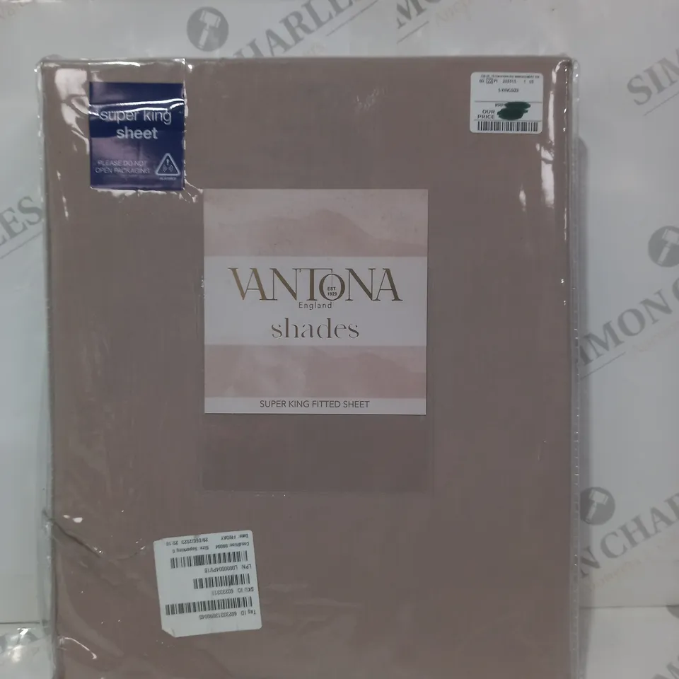VANTONA SHADES FITTED SHEET IN MUSHROOM COLOUR - SUPER KING SIZE