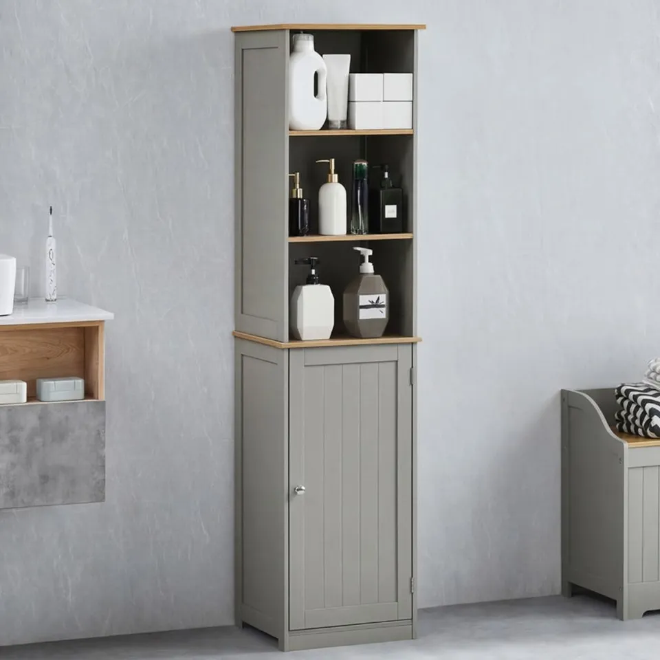 BOXED BATH VIDA PRIANO SINGLE DOOR 3 SHELF TALL FLOOR CABINET
