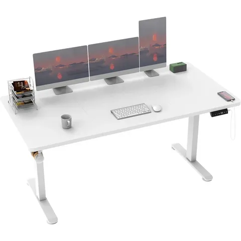 BOXED 120CM W ELECTRIC HEIGHT ADJUSTABLE WHOLE BOARD STANDING DESK - WHITE (1 BOX)