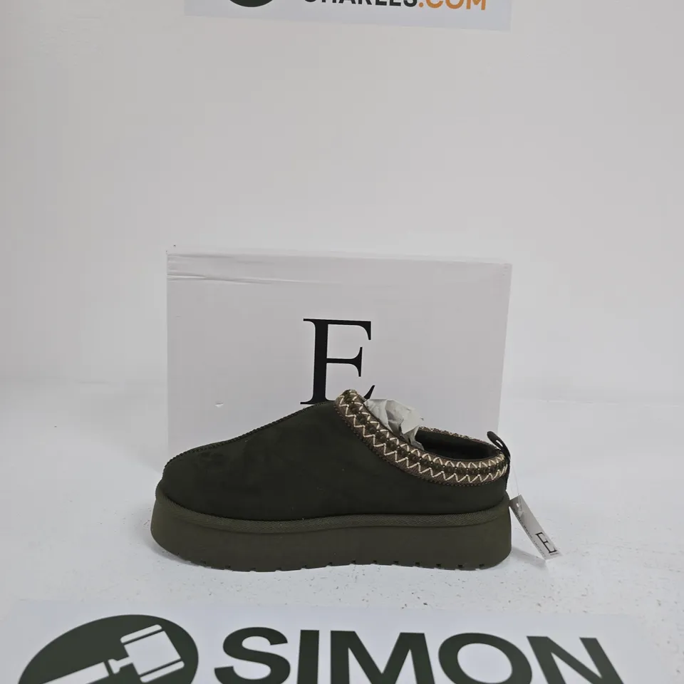 SHOES BY EMMA BLACK SUEDE LOAFER WITH BRAIDED COLLAR STITCHING – WOMEN'S SHOE SIZE 6