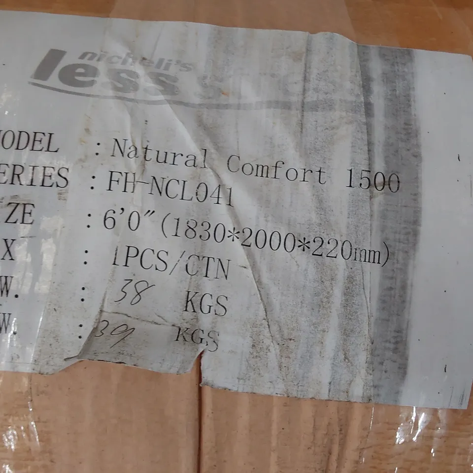 QUALITY BAGGED & ROLLED NICHELIS LESS STRESS NATURAL COMFORT 1500 SUPER KINGSIZE 6' MATTRESS 