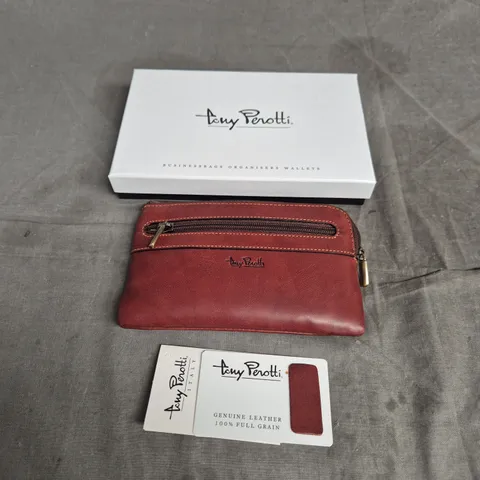 TONY PEROTTI ITALY BROWN LEATHER WALLET WITH ZIP POCKET – GENUINE LEATHER