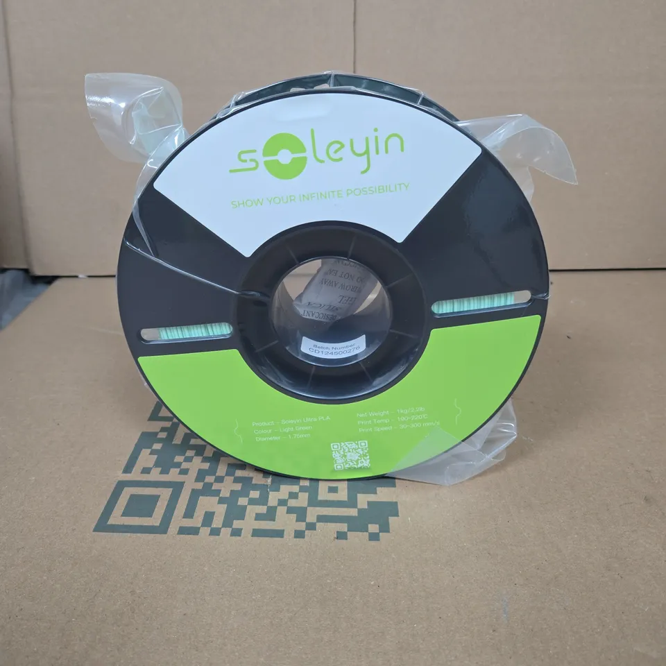 SOLEYN ULTRA PLA FILAMENT – LIGHT GREEN, 1.75MM, 1KG SPOOL