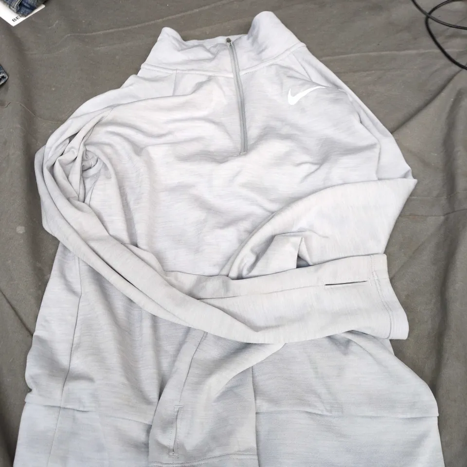NIKE GREY QUARTER-ZIP FLEECE PULLOVER
