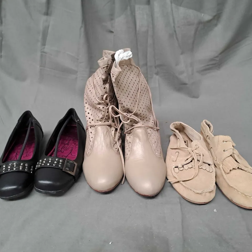 BOX OF APPROX 10 PAIRS OF ASSORTED SHOES IN VARIOUS COLOURS, STYLES AND SIZES