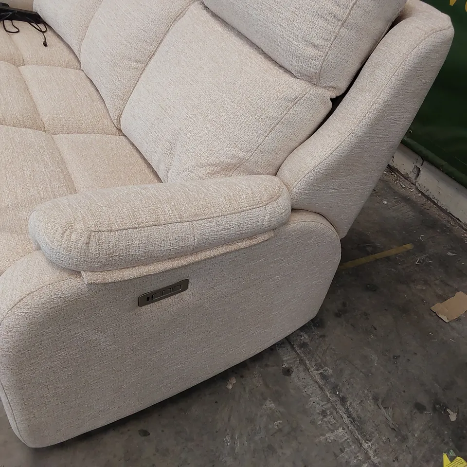 QUALITY BRITISH DESIGNER G PLAN KINGSBURY POWER RECLINING THREE SEATER SOFA BOUCLE OYSTER FABRIC