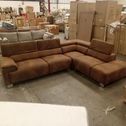 KULVEER FABRIC LEATHER-LOOK CORNER SOFA