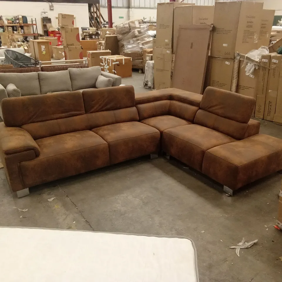 KULVEER FABRIC LEATHER-LOOK CORNER SOFA