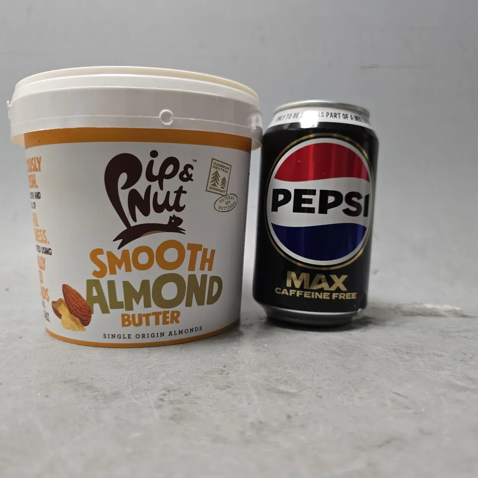 APPROXIMATELY 13 ASSORTED FOOD & DRINK ITEMS TO INCLUDE - PEPSI MAX GLUTEN FREE , PIP & NUT SMOOTH ALMOND BUTTER 