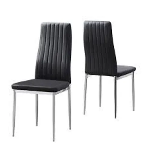 BOXED SET OF 2 MONZA FAUX LEATHER DINING CHAIR - BLACK/CHROME LEGS (1 BOX)