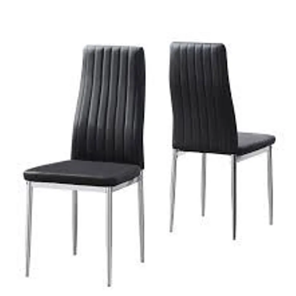 BOXED SET OF 2 MONZA FAUX LEATHER DINING CHAIR - BLACK/CHROME LEGS (1 BOX)