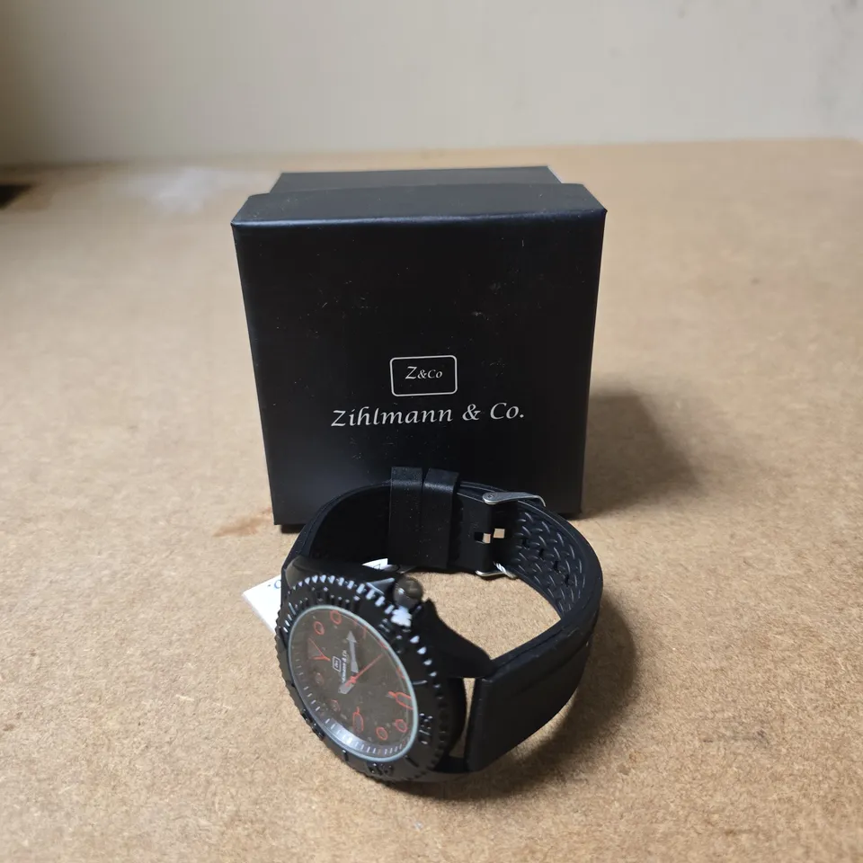 ZIHLMANN & CO. WRISTWATCH – BLACK DIAL, BLACK STRAP, BOXED
