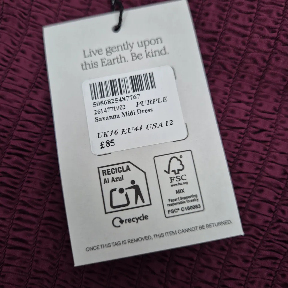NOBODY'S CHILD SAVANNA MIDI DRESS – UK16 (EU44, USA12), PURPLE