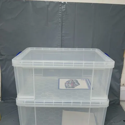2 64L CLEAR PLASTIC STORAGE BOXES