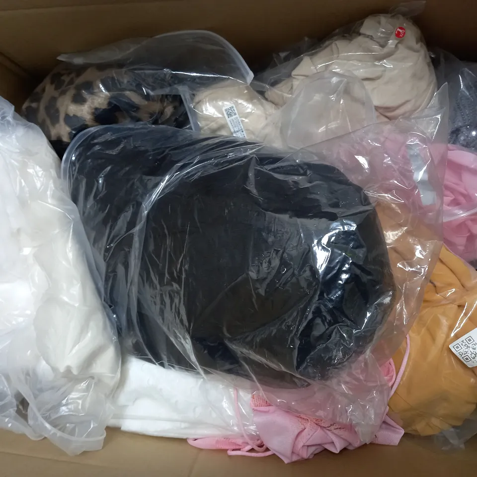 BOX OF APPROXIMATELY 25 ASSORTED UNBRANDED ITEMS OF CLOTHING