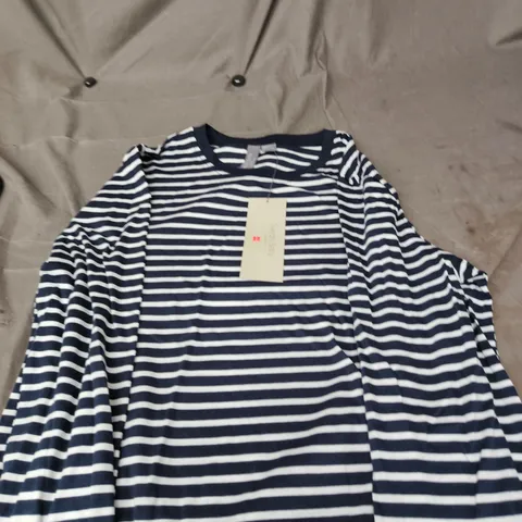SWEATY BETTY STRIPED NAVY & WHITE WOMEN'S LONG-SLEEVE KNIT TOP SIZE M