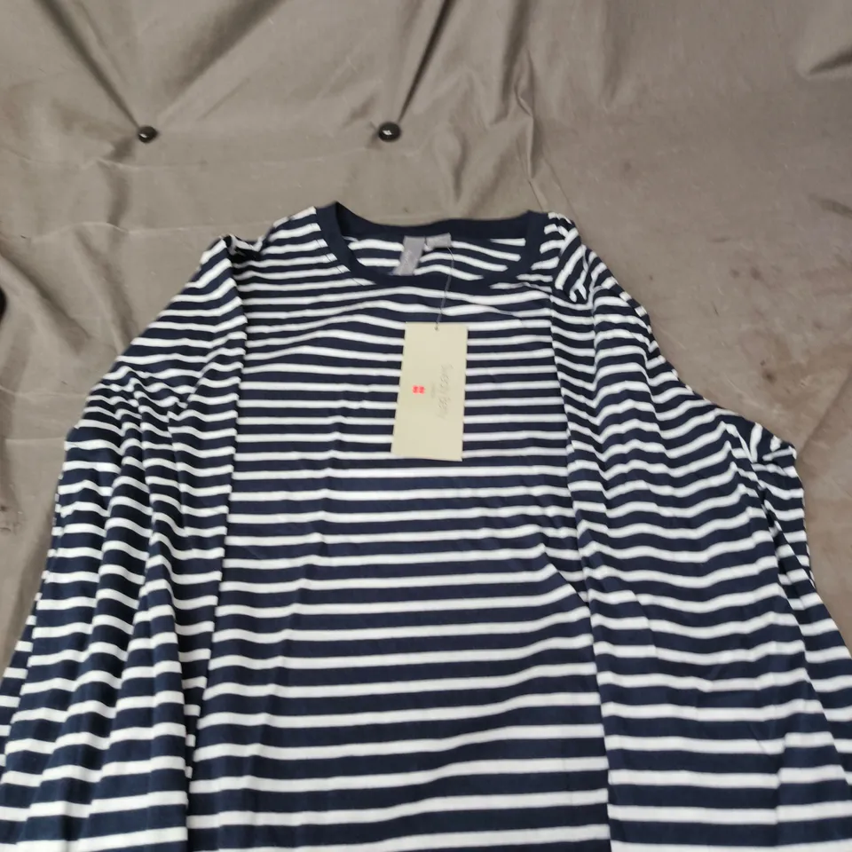 SWEATY BETTY STRIPED NAVY & WHITE WOMEN'S LONG-SLEEVE KNIT TOP SIZE M