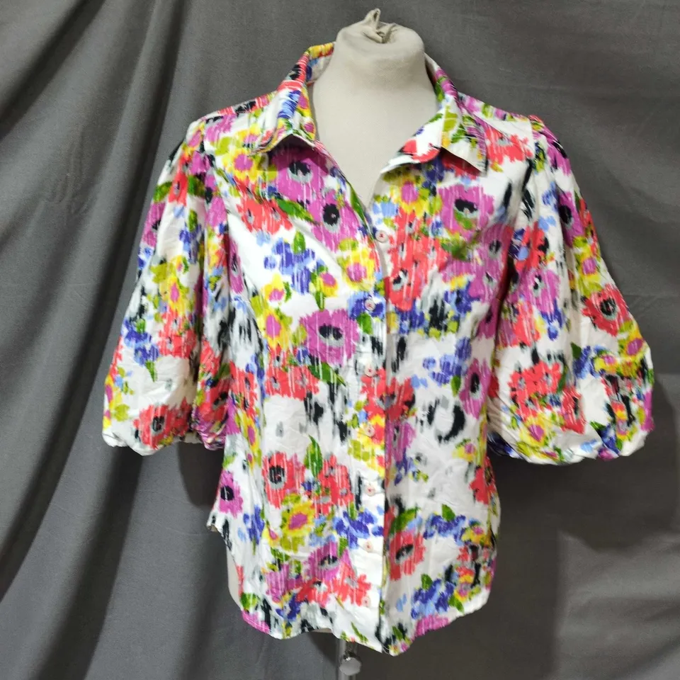 MAEVE BY ANTHROPOLOGIE FLORAL PRINT BLOUSE – MULTI, SIZE S