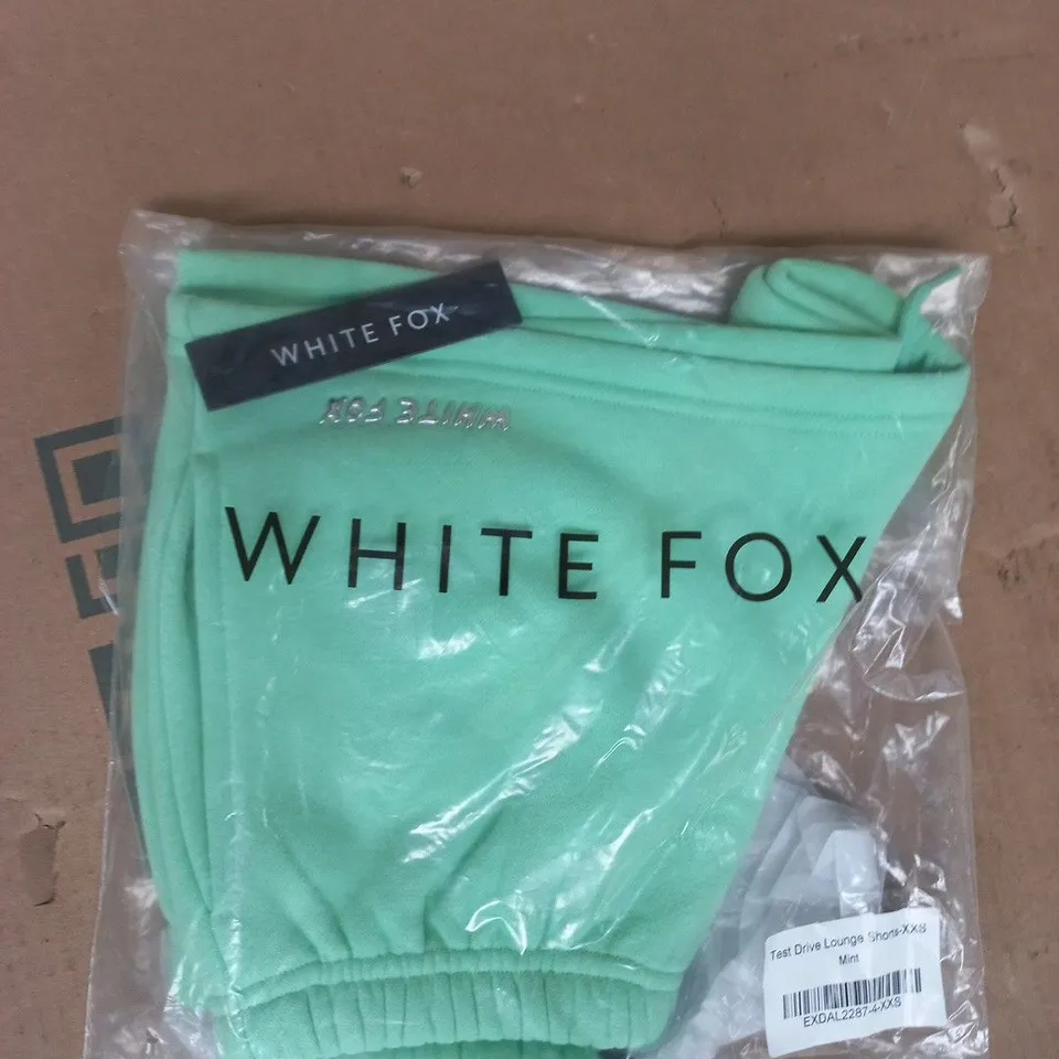 BAGGED WHITE FOX TEST DRIVE LOUNGE SHORTS IN MINT SIZE XXS