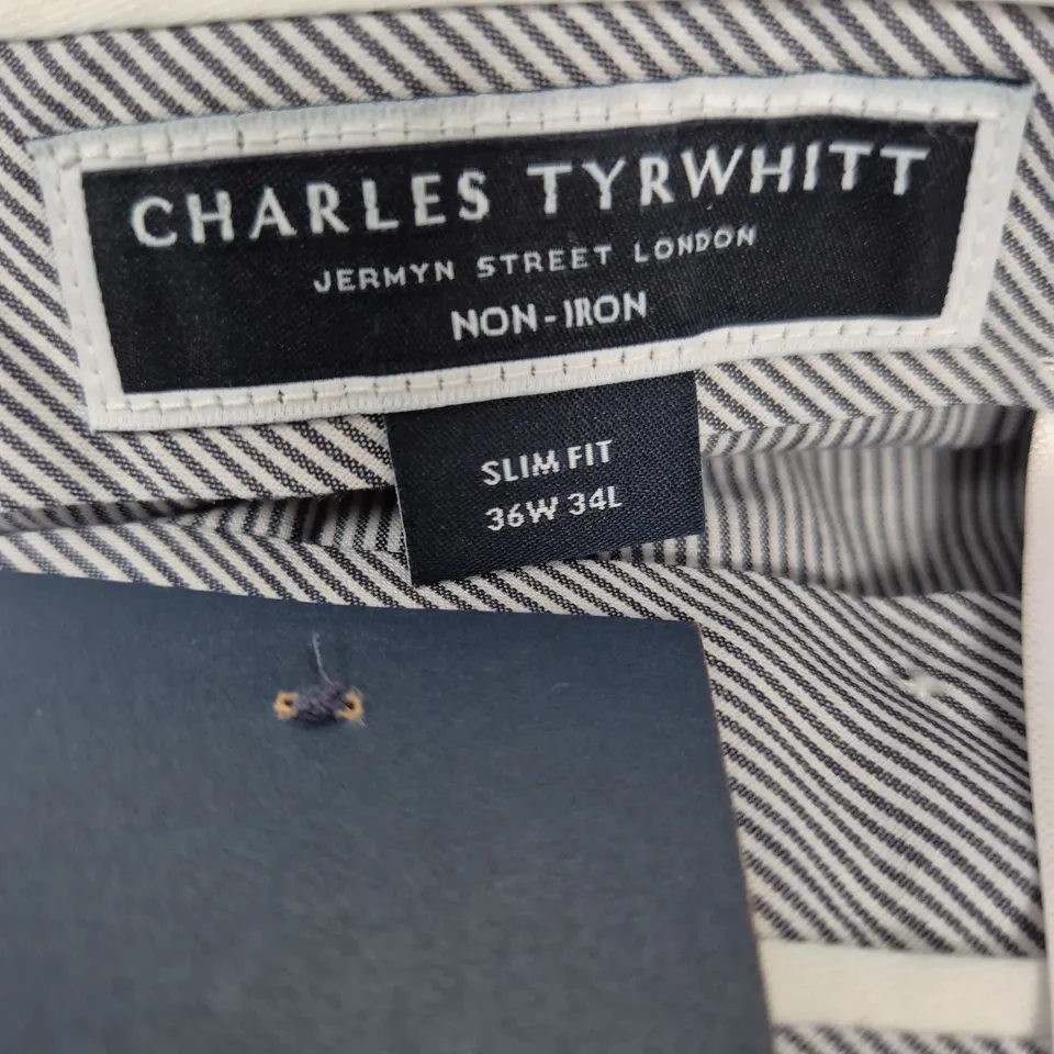 CHARLES TYRWHITT CHARCOAL GREY SLIM FIT NON-IRON TROUSERS – 36W X 34L