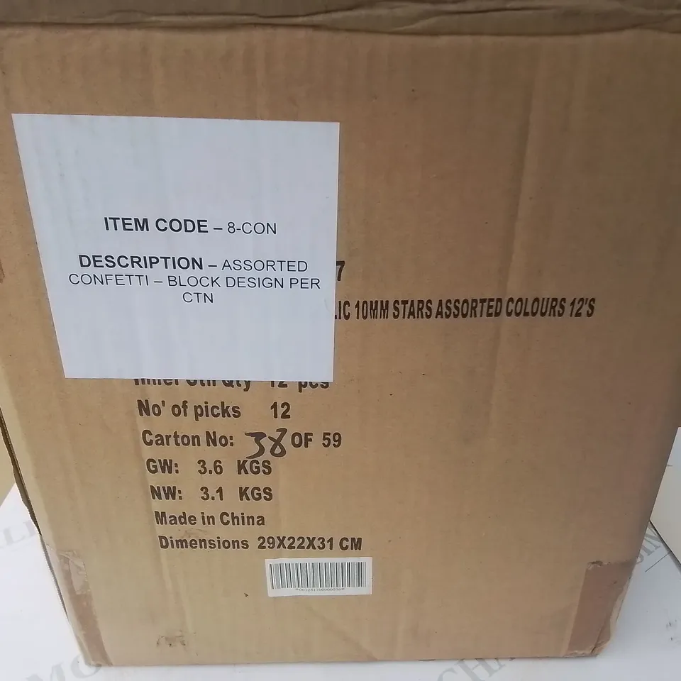 LOT OF 3 BOXES OF BRAND NEW 10MM STAR CONFETTI IN MULTI - 144 PIECES PER BOX / TOTAL 432