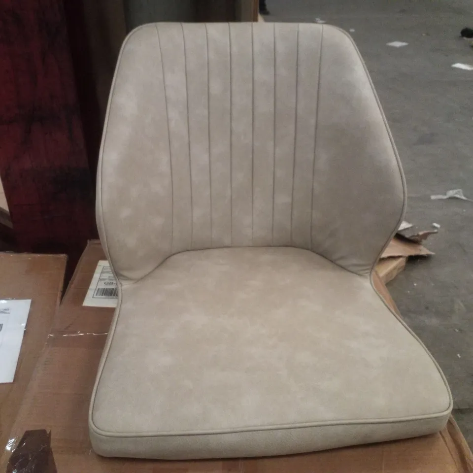 BOXED DANFORTH RETRO UPHOLSTERY SET OF TWO CREAM DINING CHAIRS