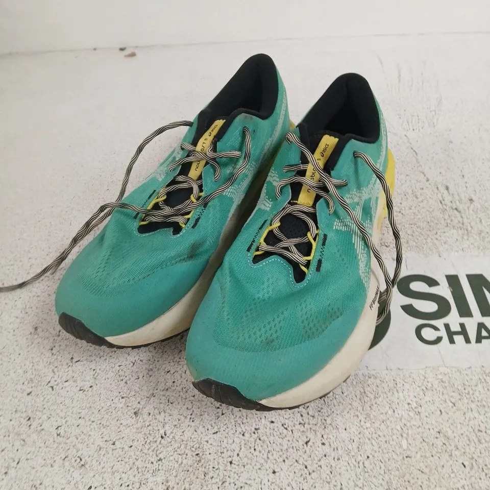 ASICS RUNNING SHOES – TURQUOISE/YELLOW, UK 13 (EU 47 / US 14)